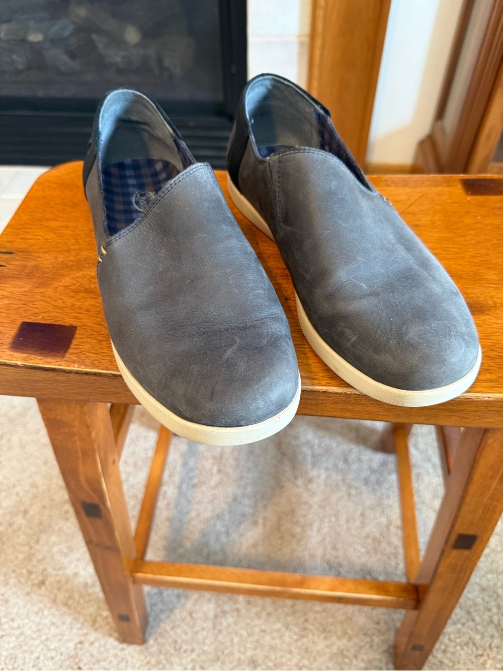 Chaco Women's Slip-On Flats in Blue Gray with White Sole